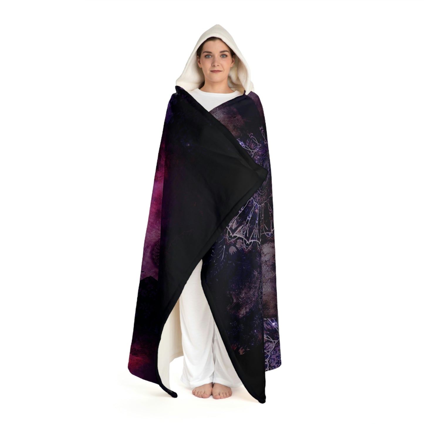 Purple Mandala Hooded Sherpa Fleece Blanket