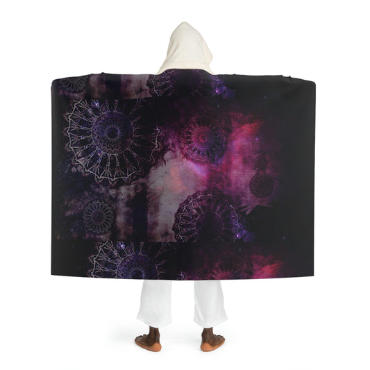 Purple Mandala Hooded Sherpa Fleece Blanket